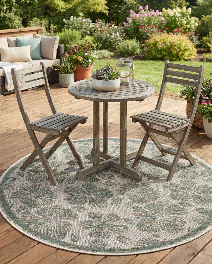 4' 1 x 4' 1 Easy-Clean Baja Indoor / Outdoor Round Rug