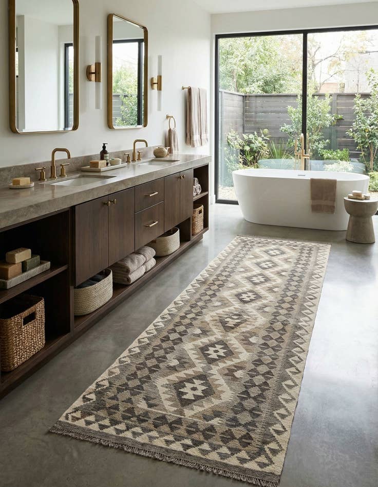 Detail image of  2' 9 x 9' 9  Hand Woven Kilim Maymana Wool Runner Rug