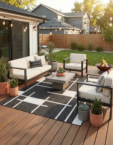 9' x 12' Easy-Clean Modern Indoor / Outdoor Rug