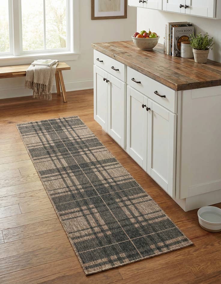 Detail image of  2' x 8'  Washable Checkered Indoor / Outdoor Runner Rug