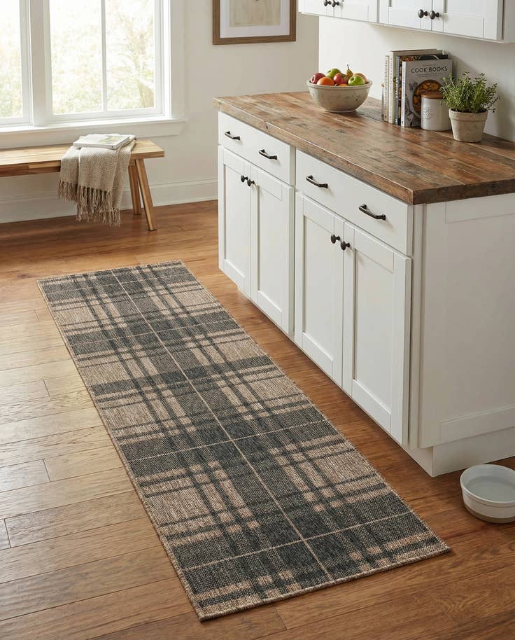 Detail image of 2' x 8' Easy-Clean Checkered Indoor / Outdoor Runner Rug