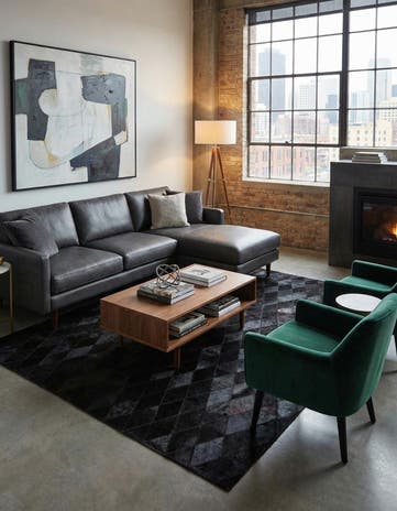 4' 7 x 6' 6 Cowhide Stocks Rug