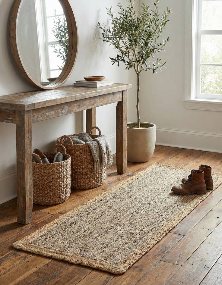 Detail image of 2' x 5' 1 Handmade Braided Jute Runner Rug