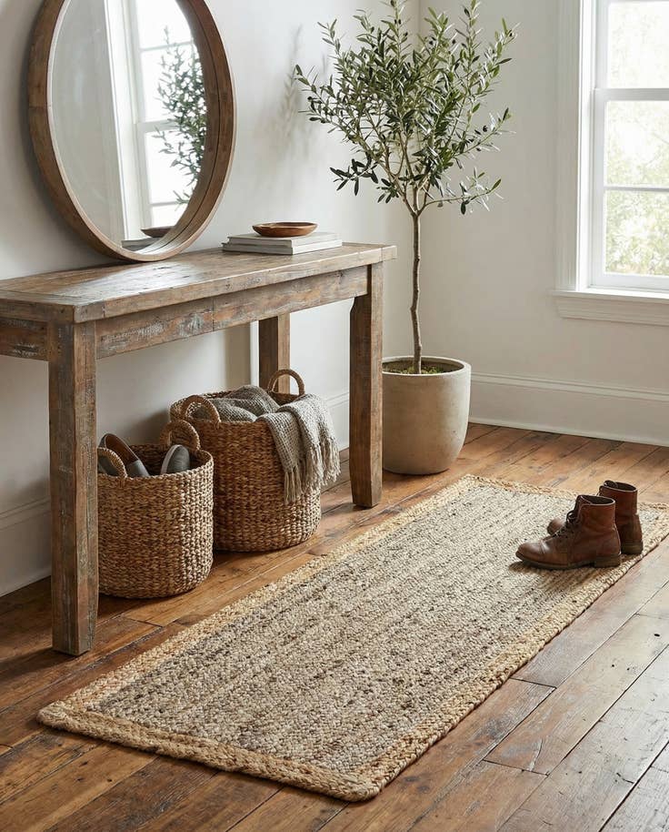 Detail image of 2' x 5' 1 Handmade Braided Jute Runner Rug