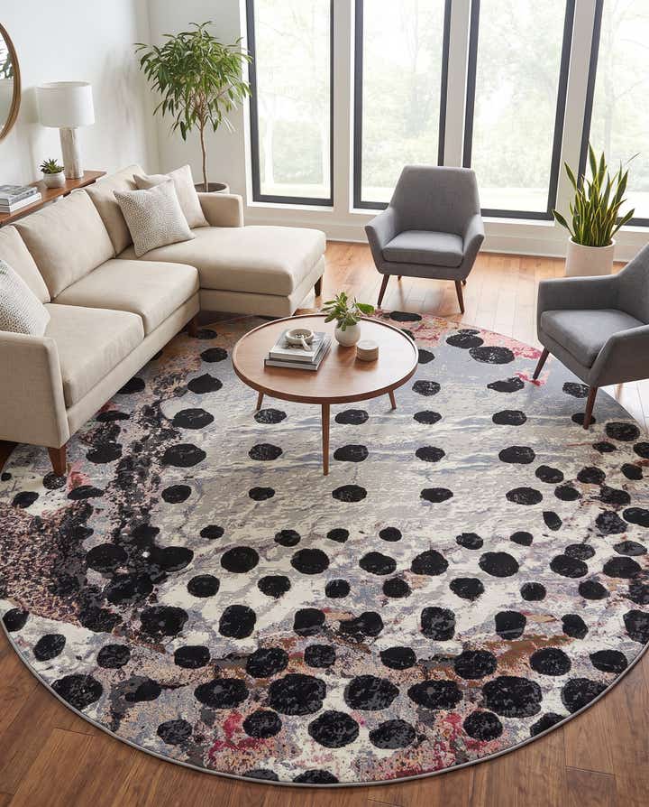 10' x 10' Easy-Clean Modern Indoor / Outdoor Round Rug
