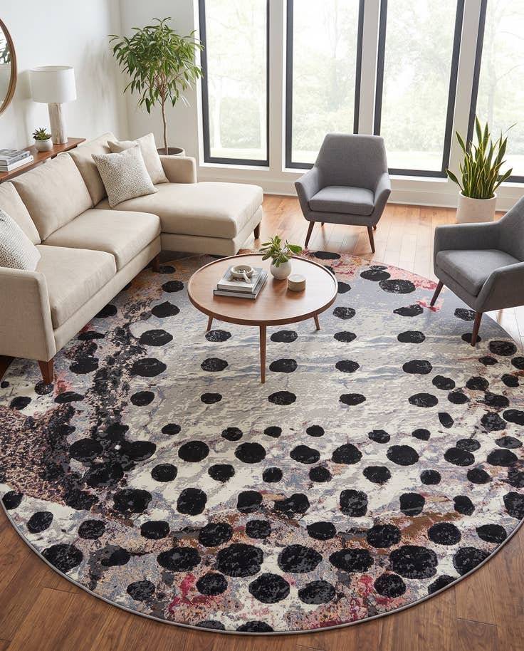 Detail image of 10' x 10' Easy-Clean Modern Indoor / Outdoor Round Rug
