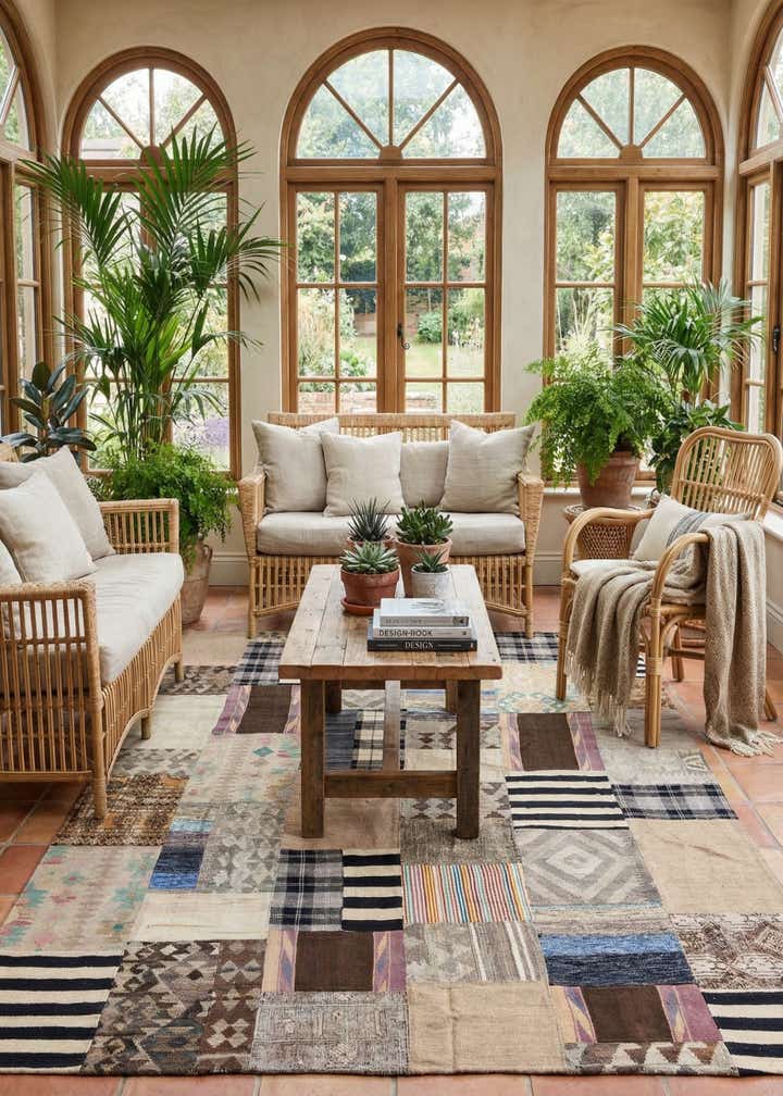 6' 8 x 9' 2 Hand Woven Kilim Patchwork Wool Rug