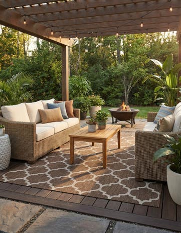 6' x 9' Easy-Clean Lattice Indoor / Outdoor Rug