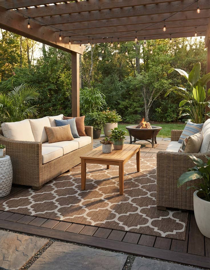 Detail image of 6' x 9' Easy-Clean Trellis Indoor / Outdoor Rug