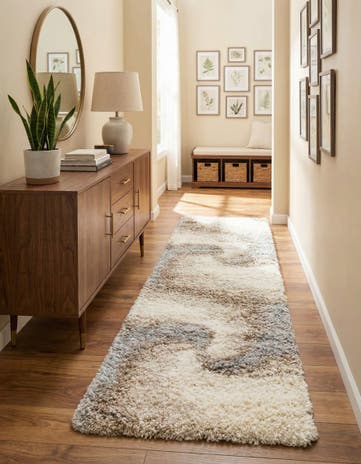 Khaki Soft Touch Shag Runner Rug