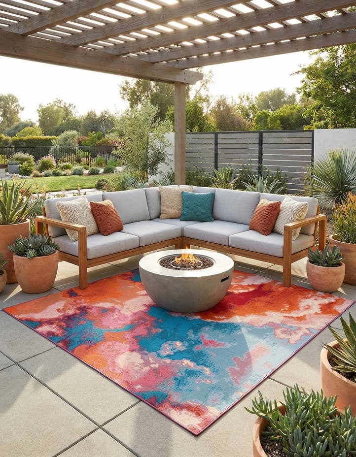 7' 10 x 7' 10 Easy-Clean Modern Indoor / Outdoor...