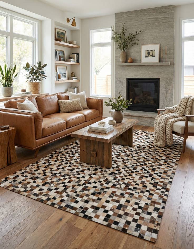 Detail image of  5' 1 x 7' 9 Cowhide - Patchwork Rug