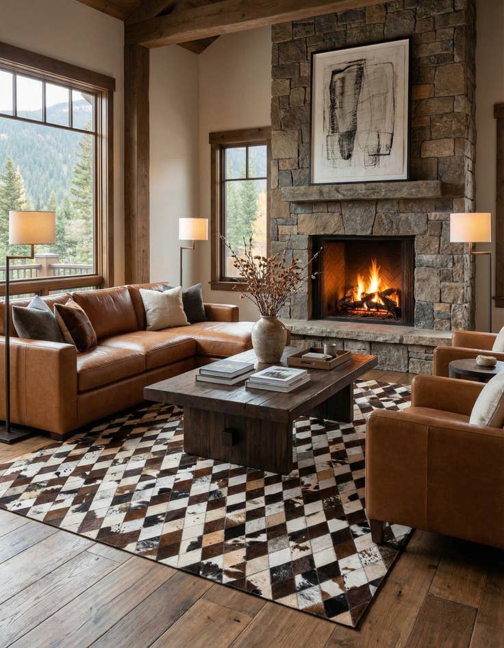 Detail image of 6' 6 x 9' 10 Cowhide Stocks Rug