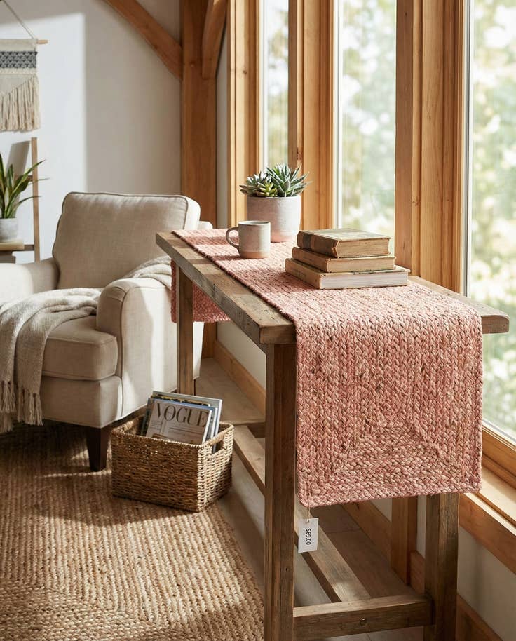 Detail image of 1' 2 x 6' 1 Handmade Braided Jute Table Runner Rug