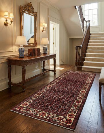 3' 5 x 9' 6 Hand Knotted Hossainabad Persian Wool Runner Rug