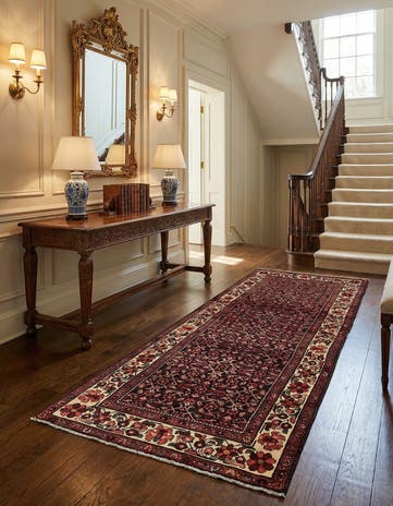 3' 5 x 9' 6 Hand Knotted Hossainabad Persian Wool Runner Rug