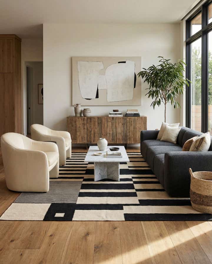 5' 7 x 7' 9 Hand Woven Kilim Modern Wool Rug