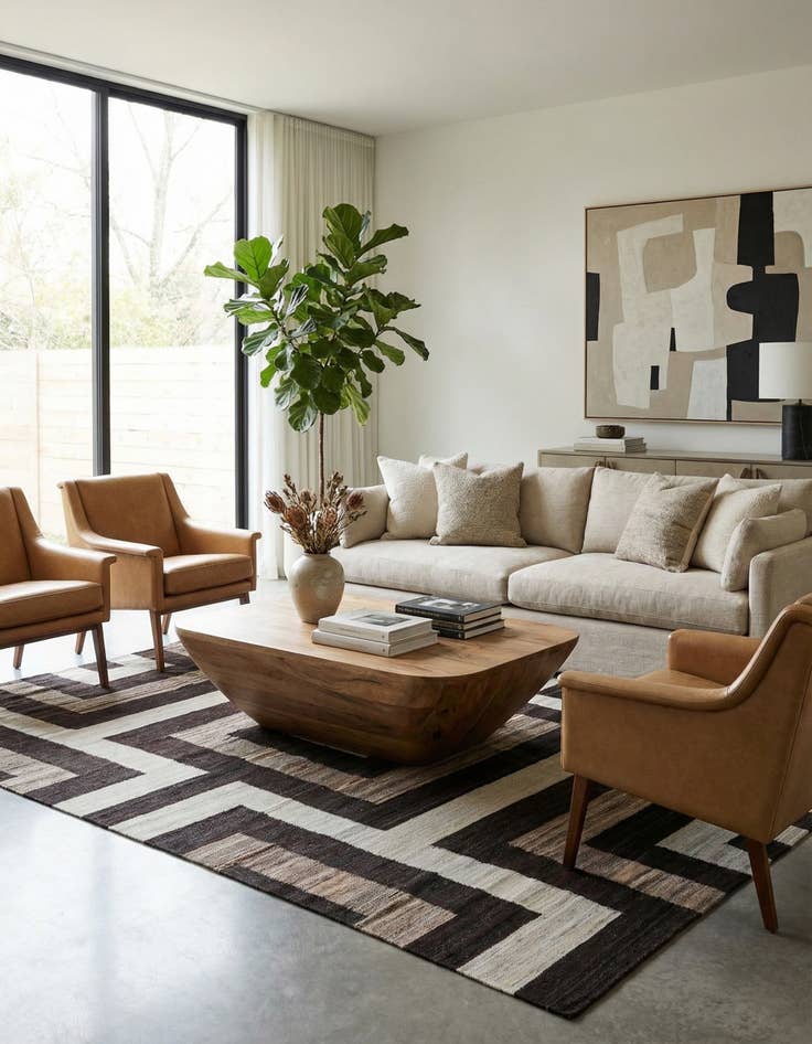 Detail image of 7' x 9' 9  Hand Woven Kilim Modern Wool Rug