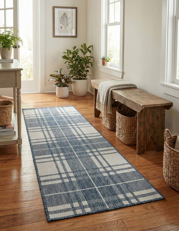 Detail image of 2' x 5' 3 Easy-Clean Checkered Indoor / Outdoor Runner Rug