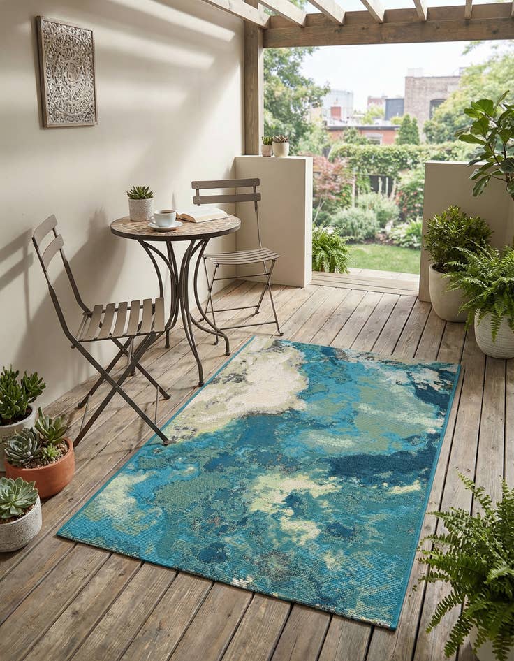 Detail image of  2' x 3' 1  Washable Modern Indoor / Outdoor Rug