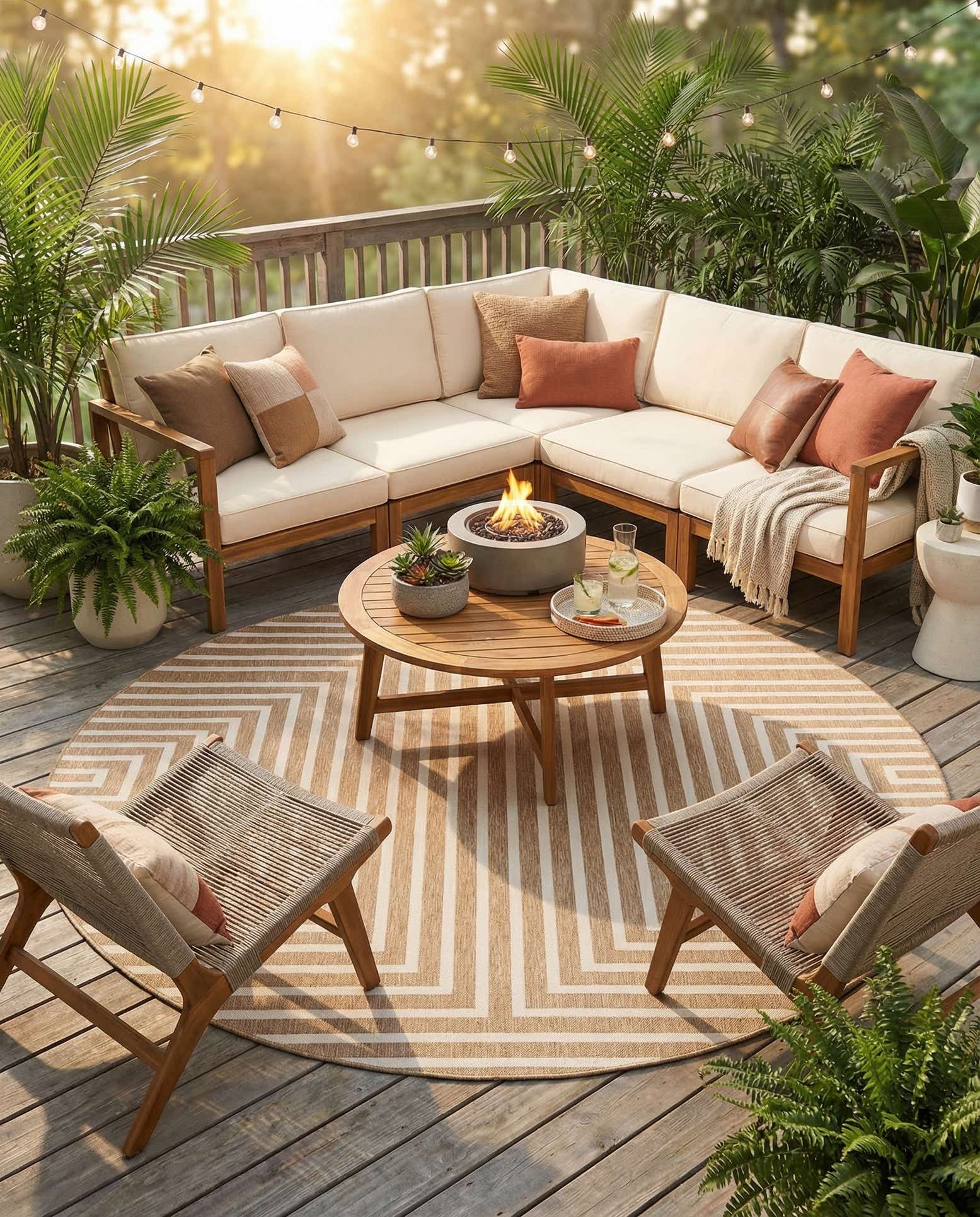 10' x 10' Easy-Clean Modern Indoor / Outdoor Round Rug