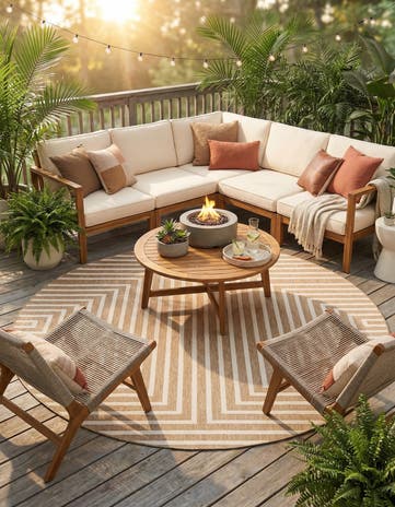10' x 10' Easy-Clean Modern Indoor / Outdoor Round Rug