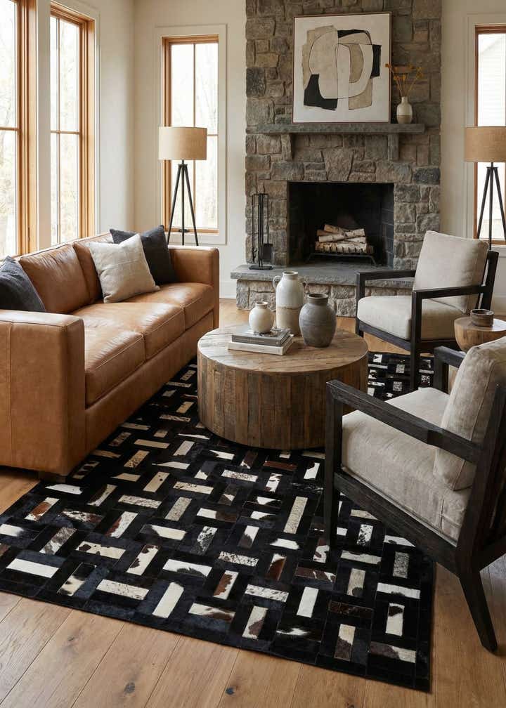 5' 3 x 8' 1 Cowhide - Patchwork Rug