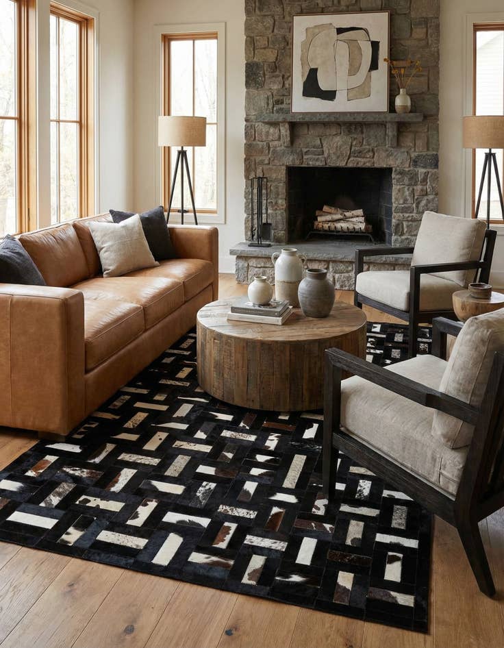 Detail image of  5' 3 x 8' 1 Cowhide - Patchwork Rug