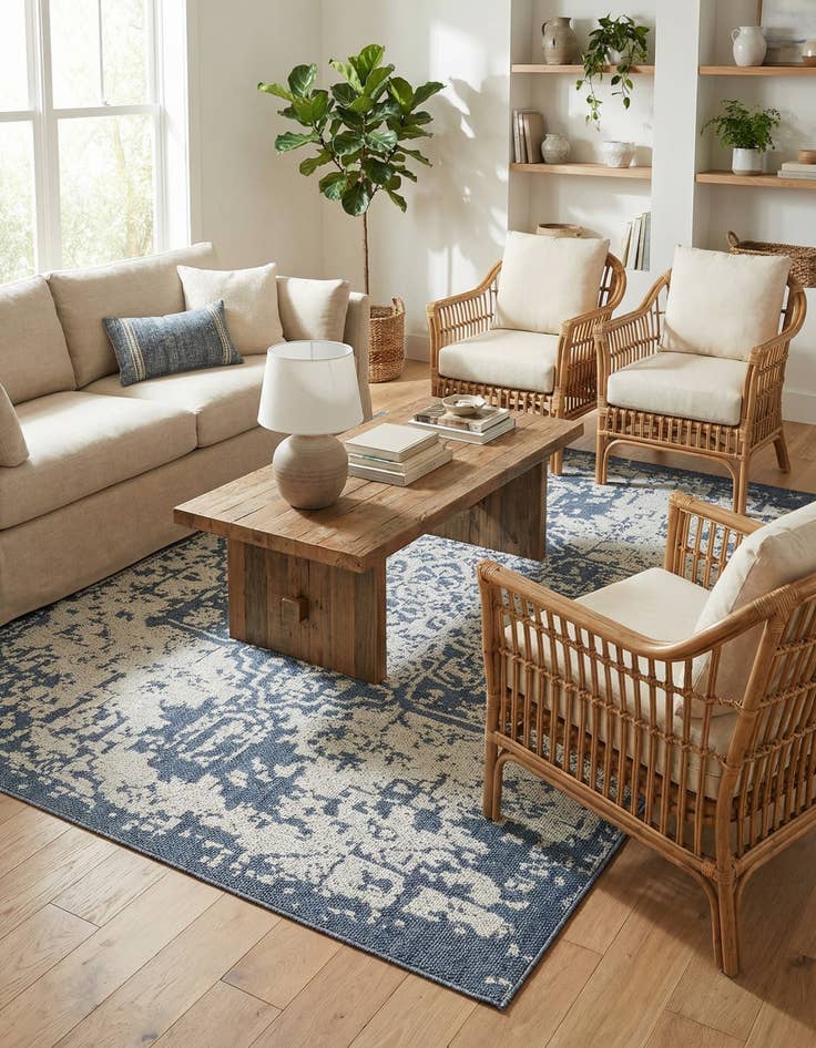 Detail image of 7' 10 x 10'  Washable Traditional Indoor / Outdoor Rug