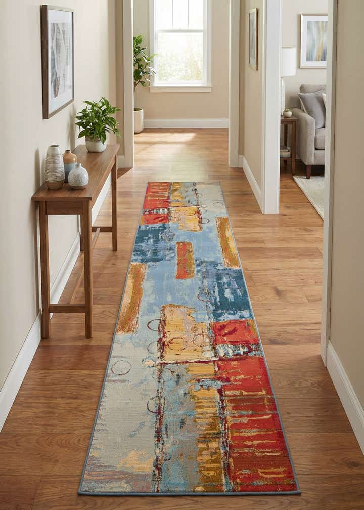 2' 7 x 10' Easy-Clean Modern Indoor / Outdoor Runner Rug