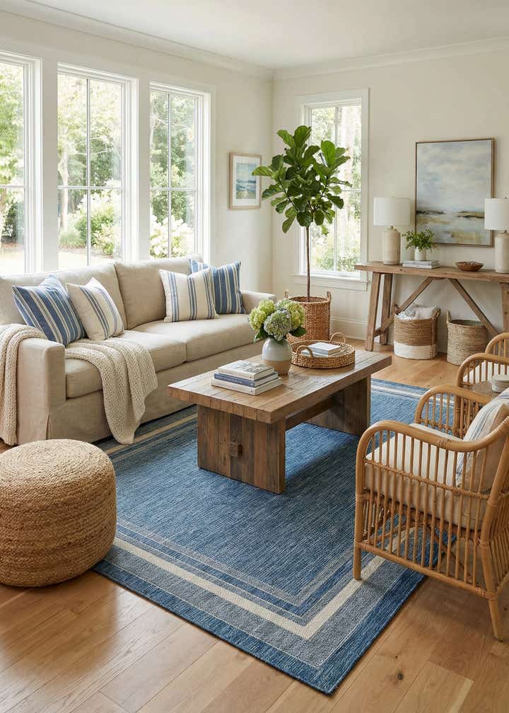 6' x 9' Easy-Clean Border Indoor / Outdoor Rug