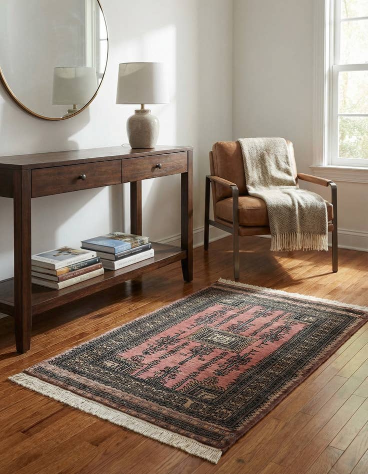 Detail image of 2' 8 x 4'  Hand Knotted Bokhara Wool Rug