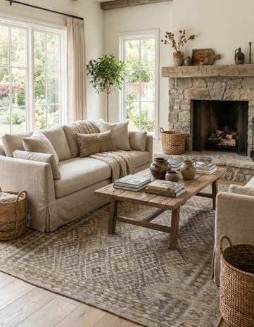 7' 3 x 10' 3 Hand Woven Kilim Maymana Wool Rug