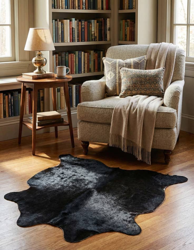 Detail image of 1' 8 x 2' 6 Cowhide Leather Rug