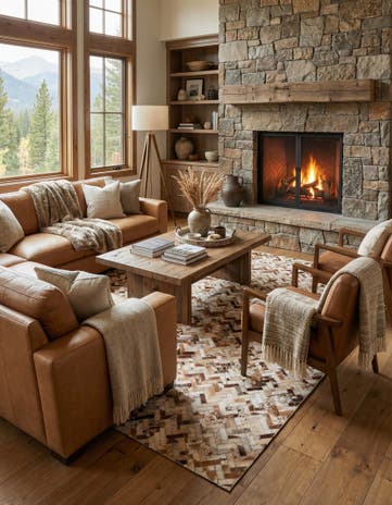 5' x 8' Cowhide Leather Rug
