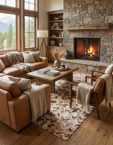5' x 8' Cowhide Leather Rug