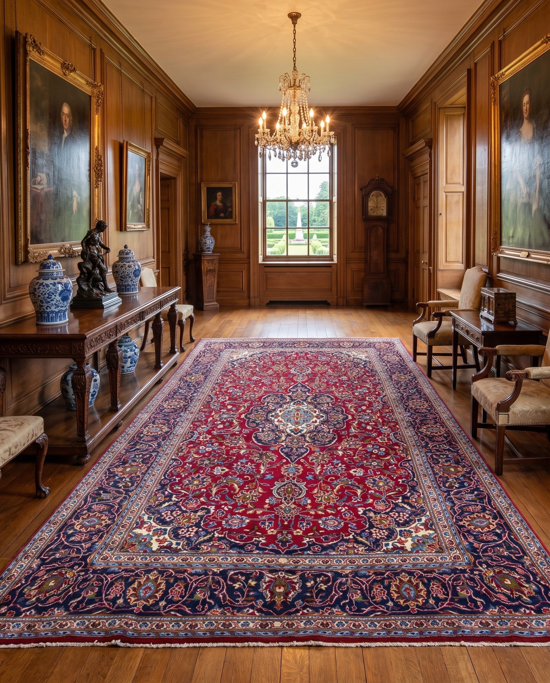 6' 6 x 10' 10 Hand Knotted Kashan Persian Wool Runner Rug
