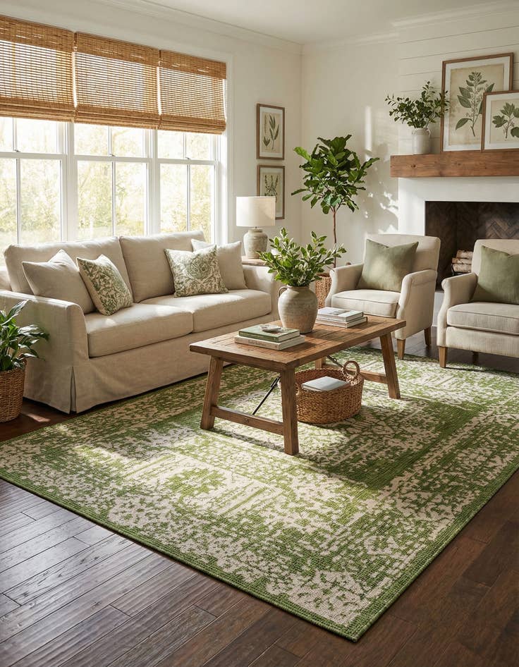 Detail image of 6' x 9'  Washable Traditional Indoor / Outdoor Rug