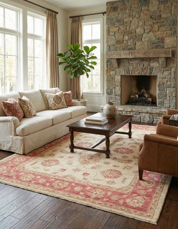 5' 11 x 9' Hand Knotted Peshawar Ziegler Wool Rug