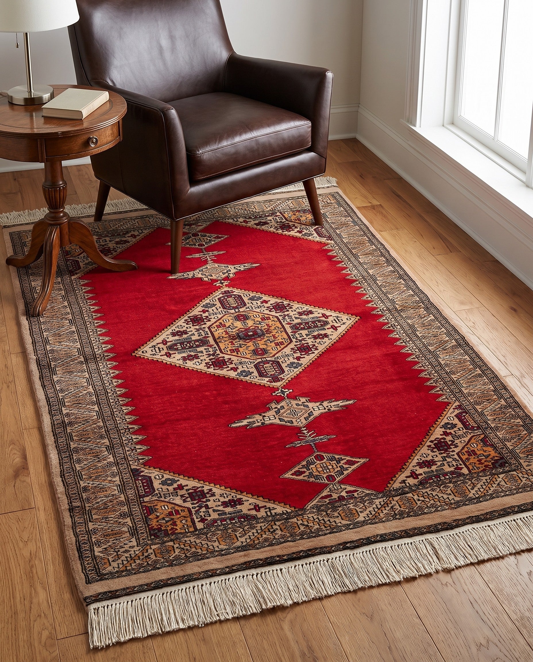 4' 3 x 6' 1 Hand Knotted Bokhara Wool Rug