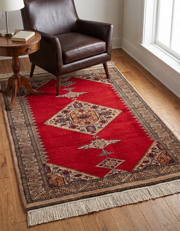 4' 3 x 6' 1 Hand Knotted Bokhara Wool Rug
