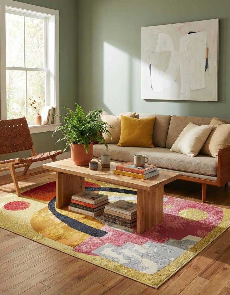 Detail image of  4' x 6'  Washable Modern Indoor / Outdoor Rug