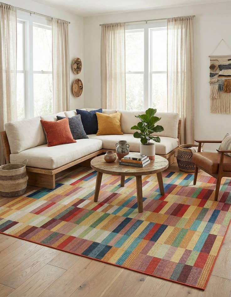 Detail image of 10' x 10' Easy-Clean Baja Indoor / Outdoor Square Rug