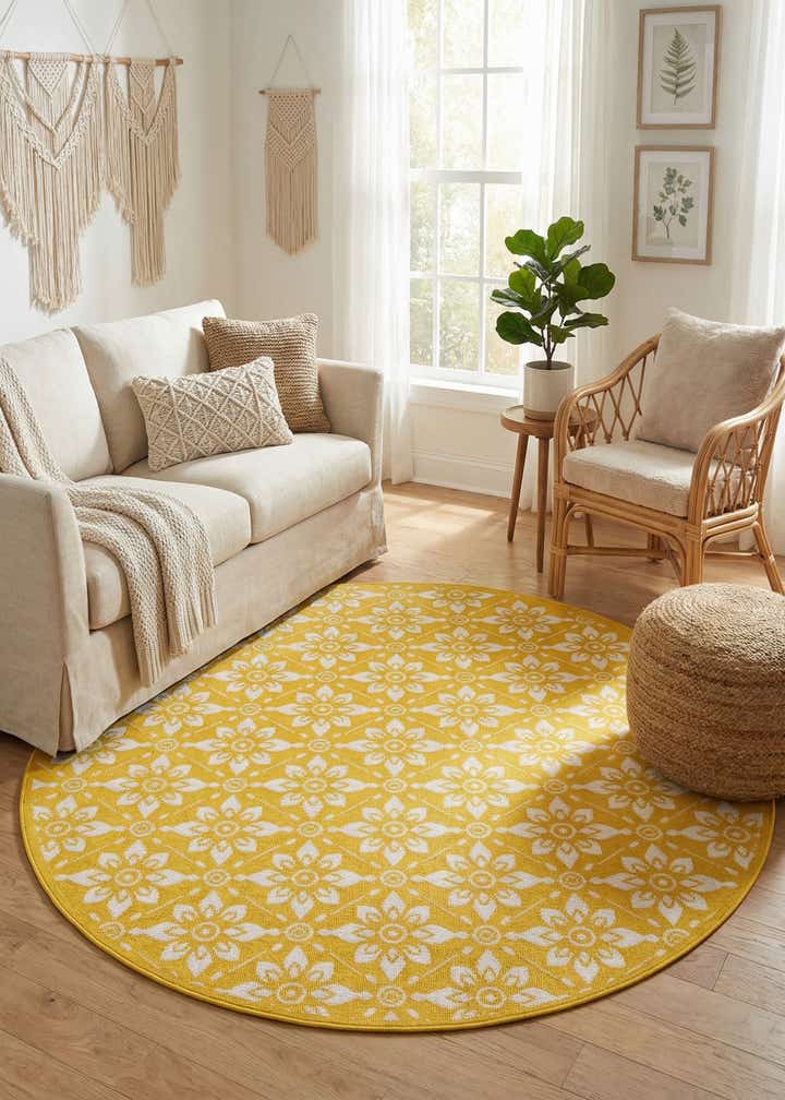 6' x 6' Easy-Clean Trellis Indoor / Outdoor Round Rug