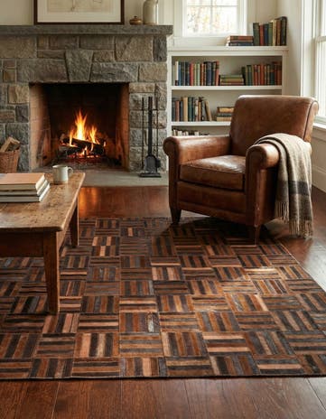 4' x 5' 6 Cowhide Leather Rug