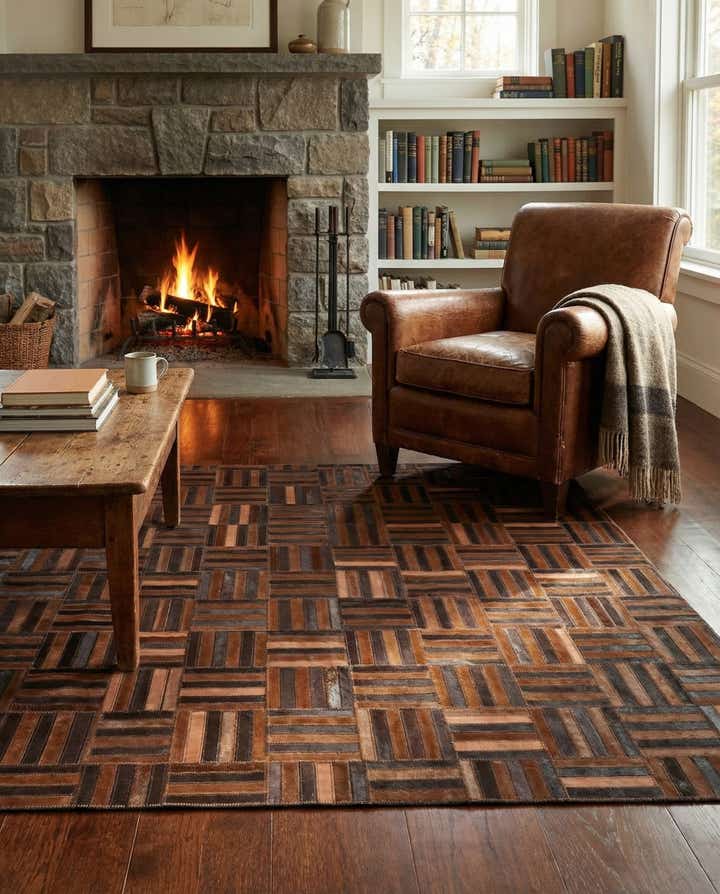 4' x 5' 6 Cowhide Leather Rug