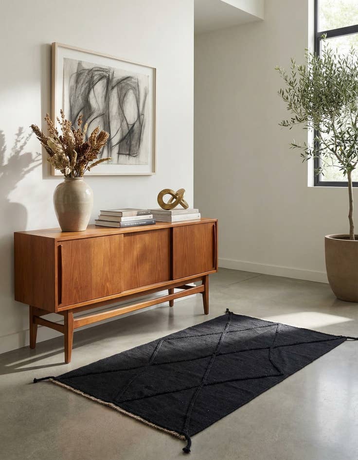 Detail image of 3' 5 x 5'  Hand Woven Kilim Modern Wool Rug