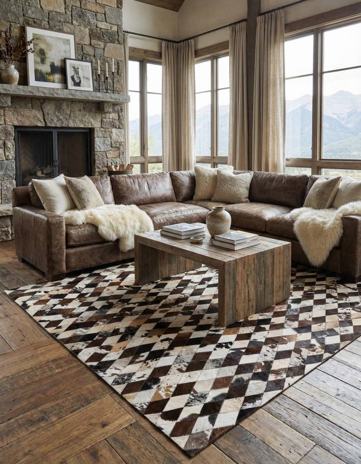 Detail image of  6' 8 x 9' 11 Cowhide Stocks Rug