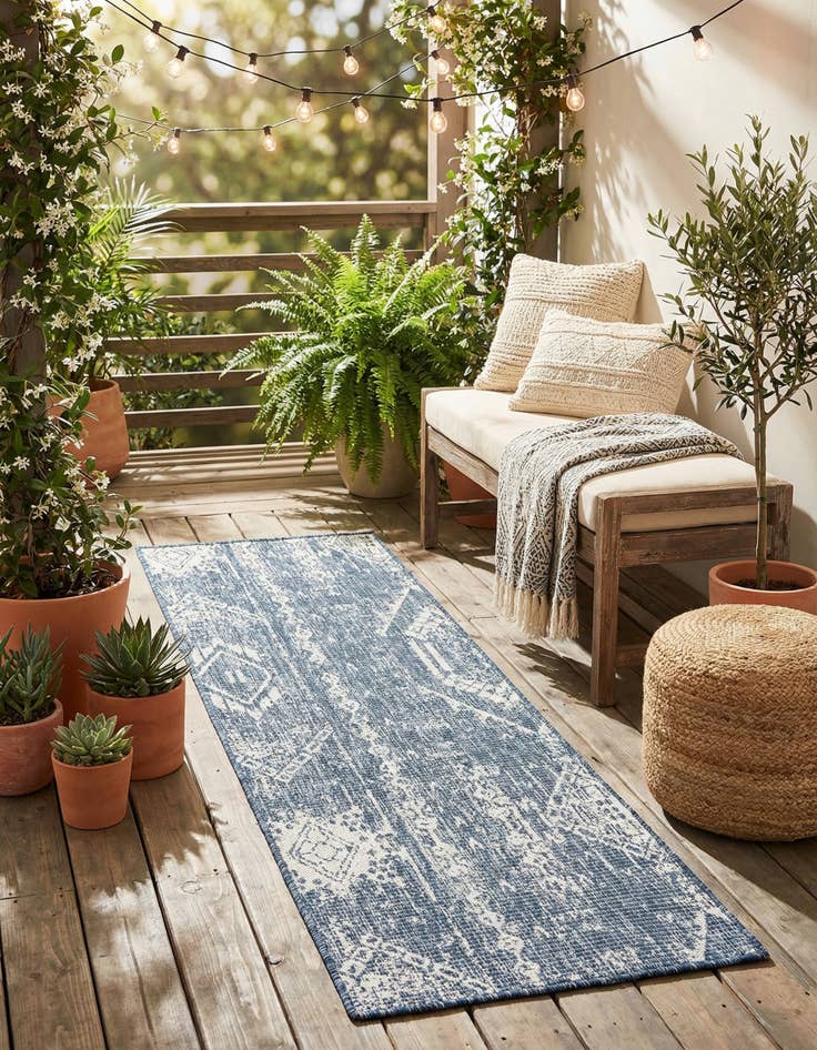 Detail image of 2' x 6' 2  Washable Bohemian Indoor / Outdoor Runner Rug