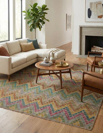 7' 3 x 9' 4 Hand Woven Kilim Modern Wool Rug